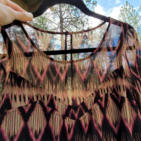 Express Aztec Chiffon Swing Midi Dress Small - Picture 12 of 15